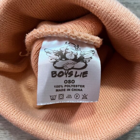 NEW BOYS LIE BEANIE HAT FOLDOVER ORANGE RED PINK LOGO PATCH NWT - Picture 4 of 4
